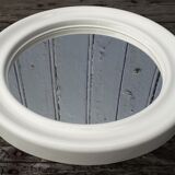 Round white plastic mirror 34x34 cm