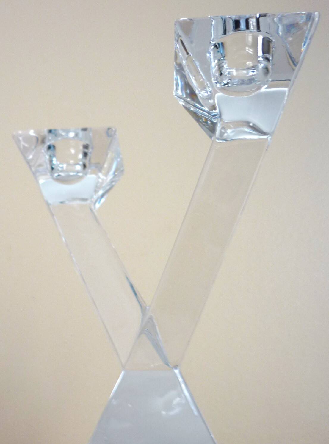 Pair of candlesticks, candelabra, crystal signed Villeroy & Boch, design and chic