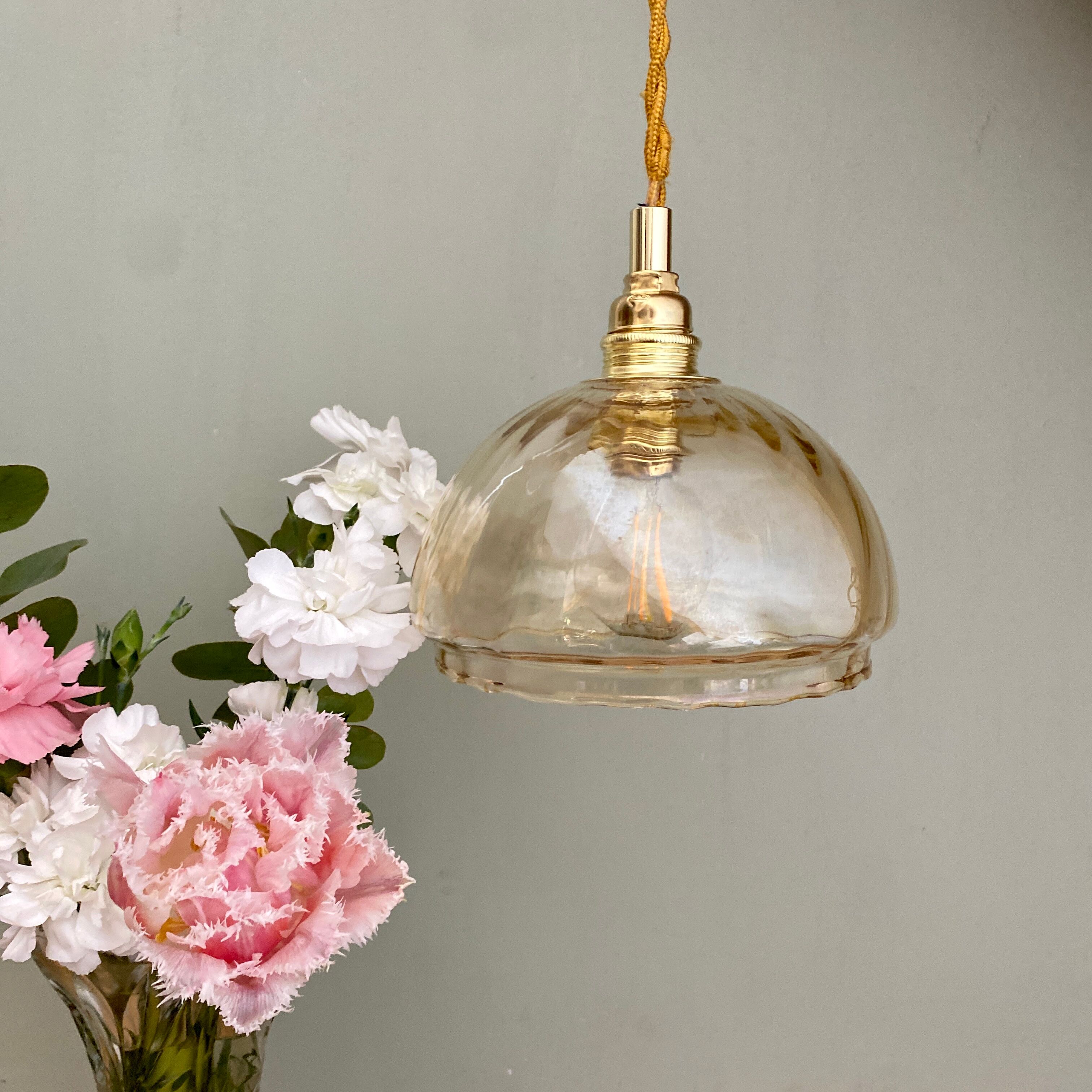 Vintage amber glass globe walker