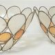Pair of Capiz mother-of-pearl lampshade and vintage gilded metal