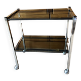 Chrome and glass serving trolley