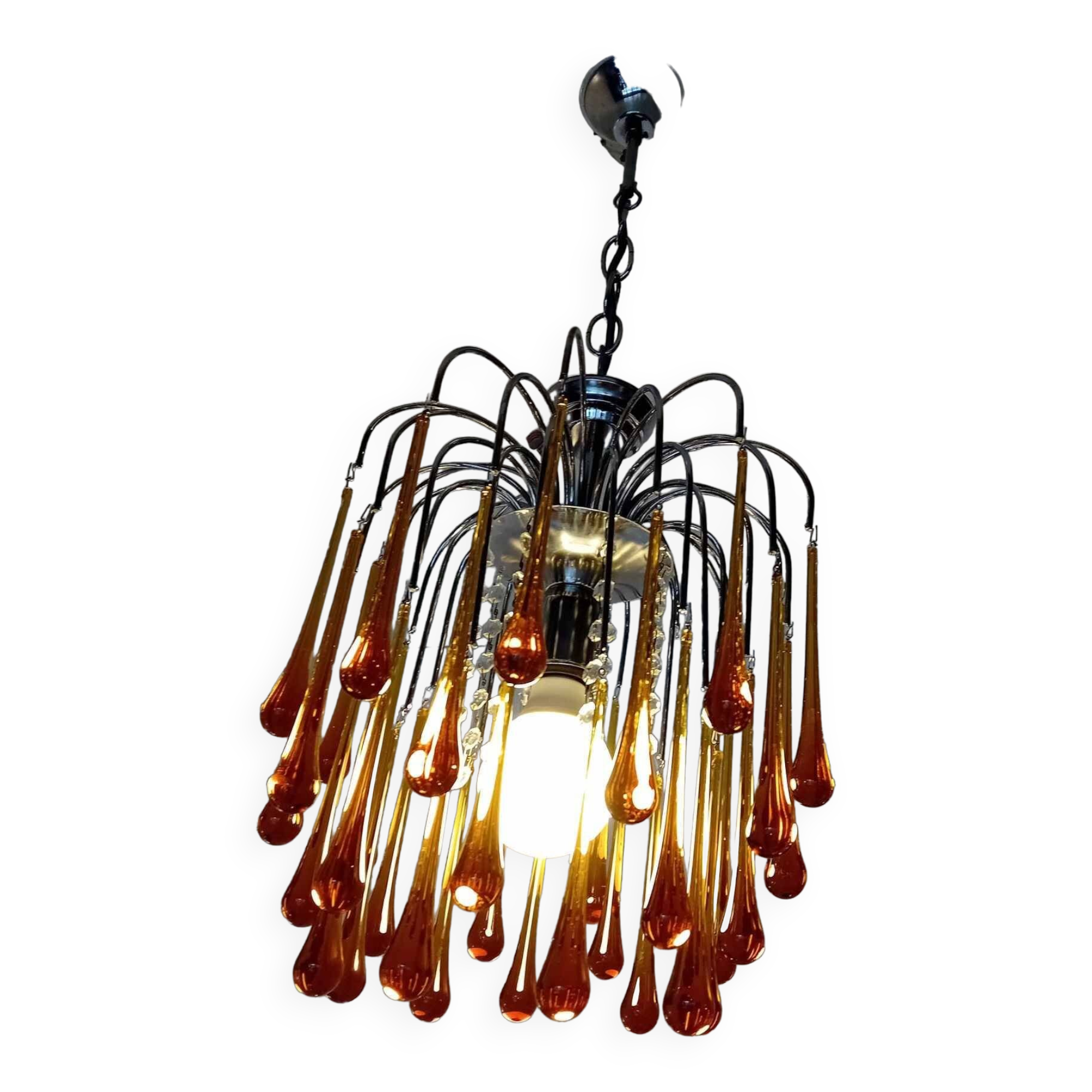 Paolo venini chandelier, murano 70 with large drops