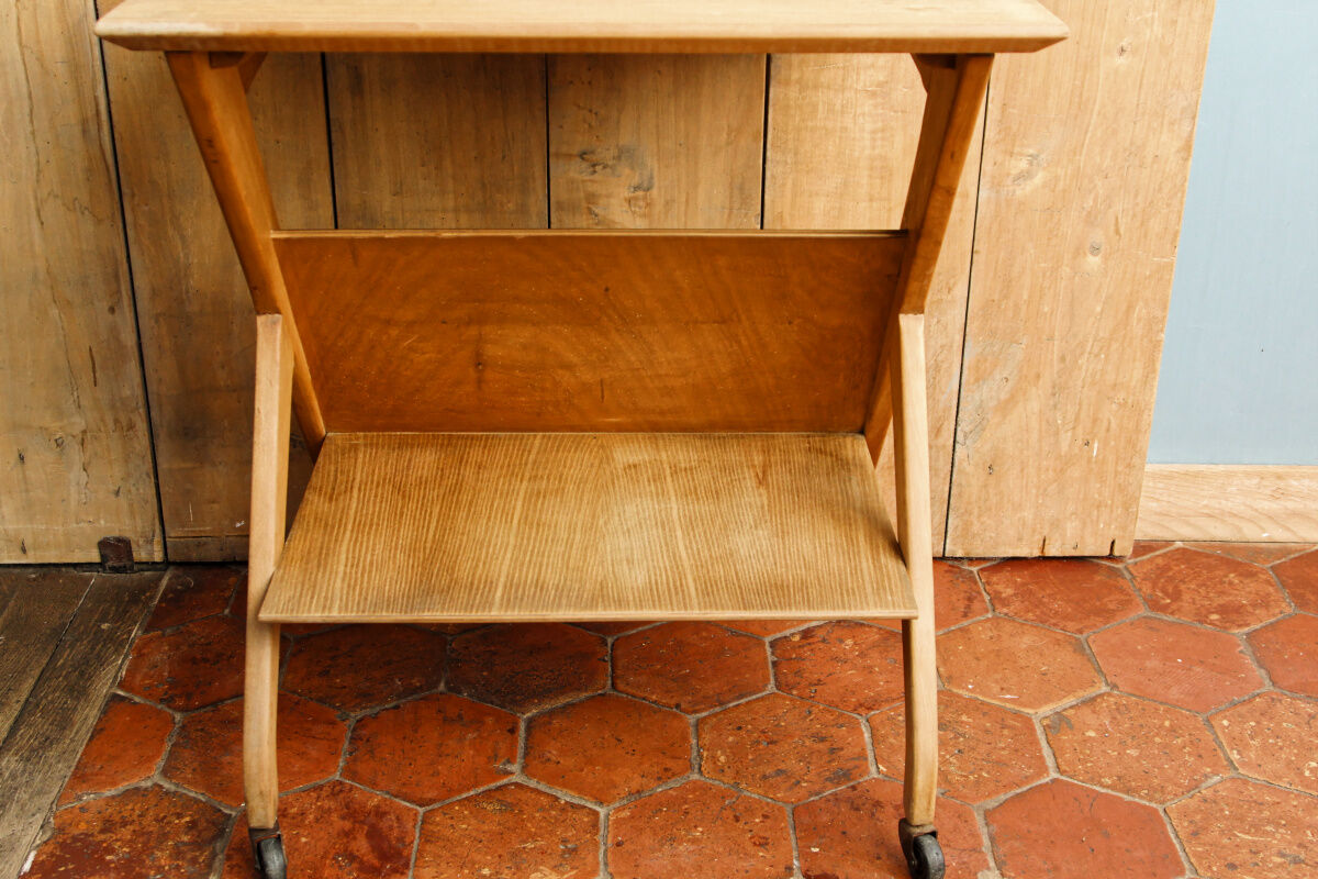 Old Scandinavian table in blond wood