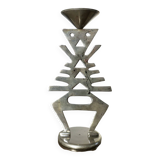 Ethnic “skeleton” candle holder in nickel-plated brass from the 80s