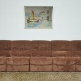 Brown corduroy modular sofa from the 70's, set of 5