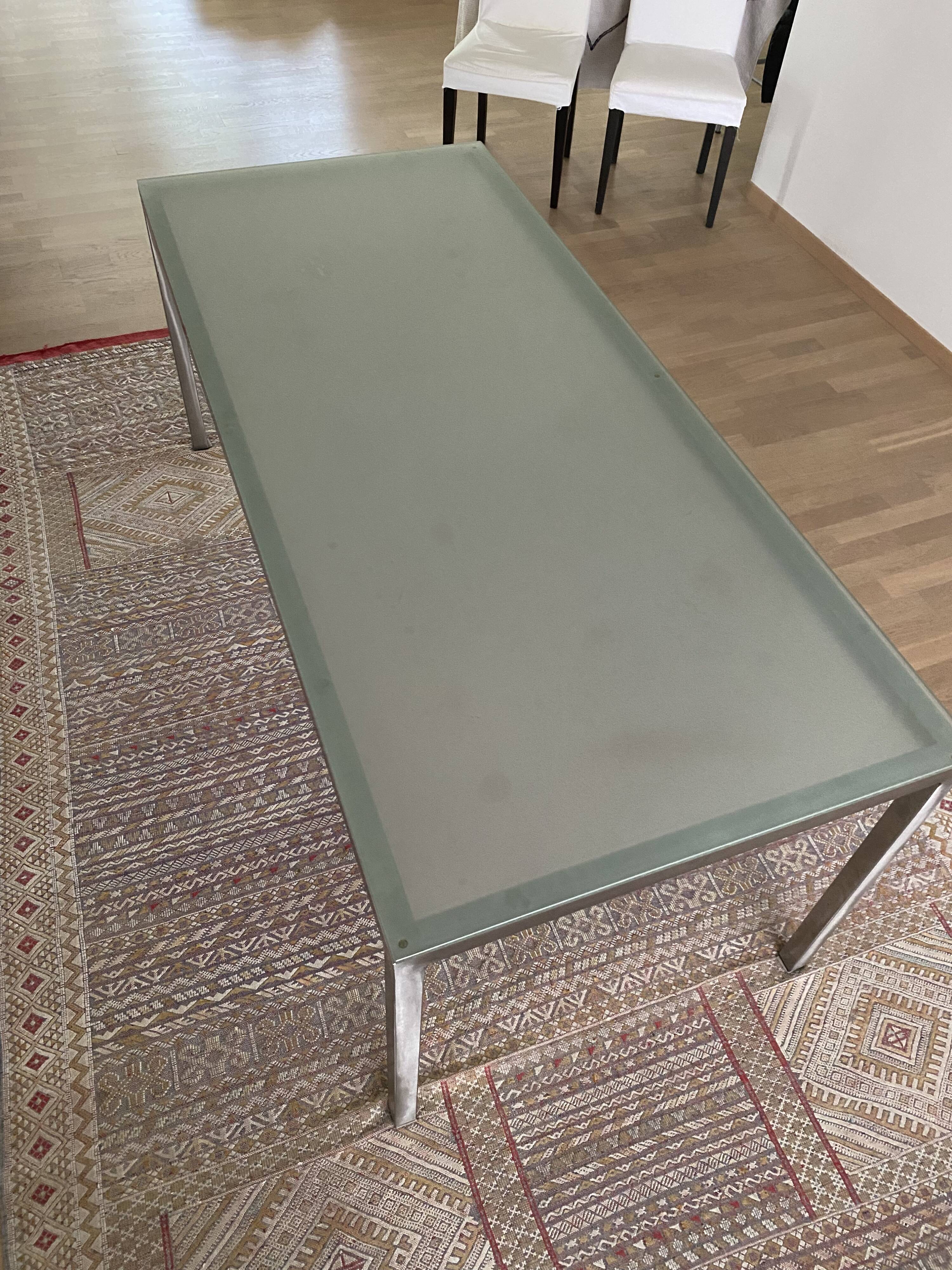 Table Design Conran Shop Paris Frosted glass and brushed metal