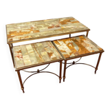 Nesting coffee table in onyx, 70s/80s design