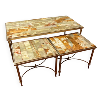 Nesting coffee table in onyx, 70s/80s design