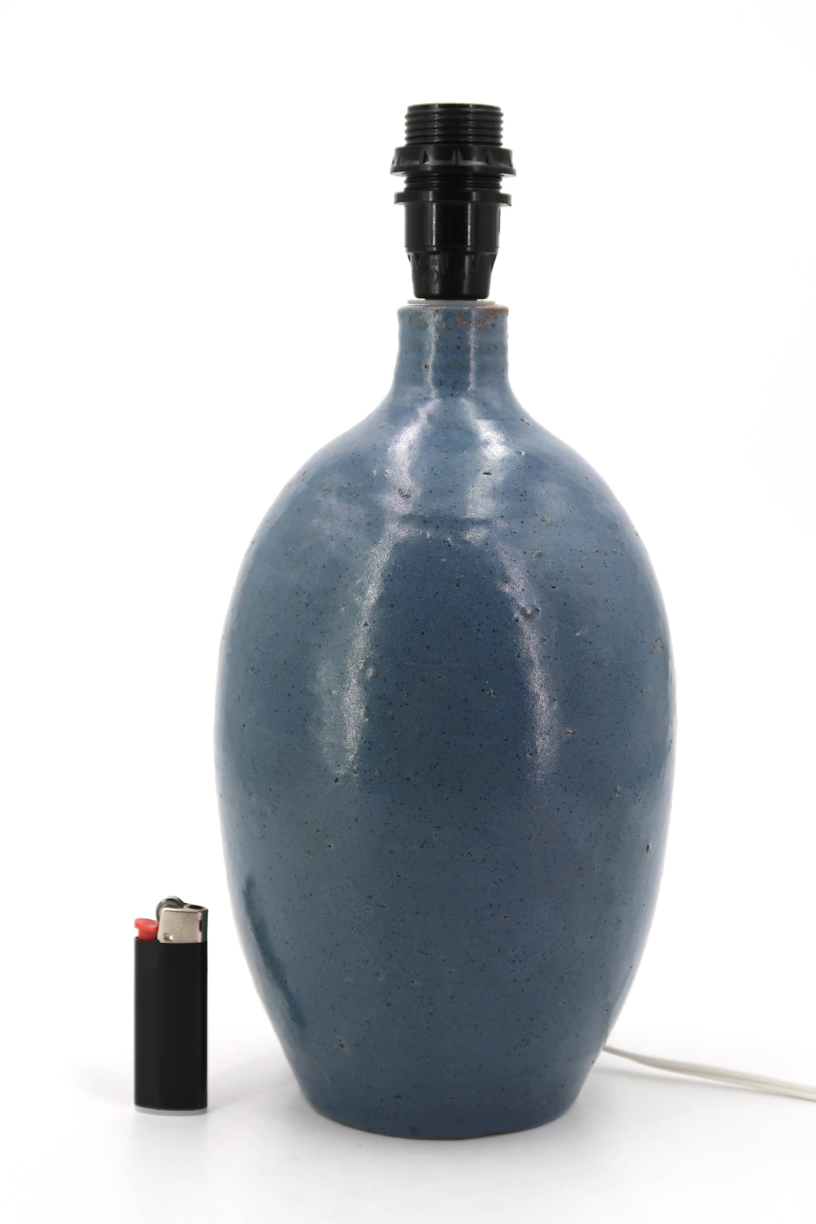 Potter's lamp in blue glazed ceramic, 1970s