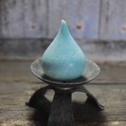 Large hammered wrought iron candlestick tripod, modernist candle holder.