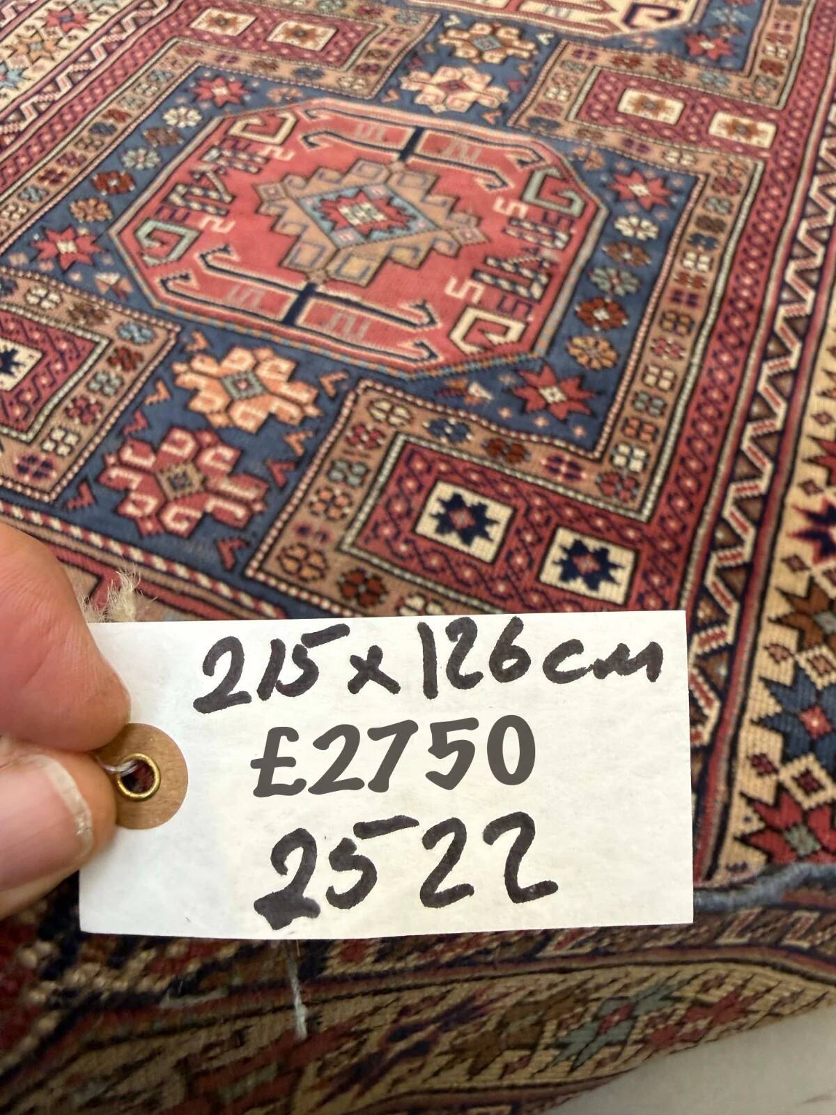 Antique Caucasian rug 215x126 cm Lesghi Star tribal Kazak rug large 2522