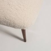 Set of two mid-century modern light beige boucle stools, Europe, 1960s.