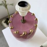 Pink and gold ceramic tripod table lamp