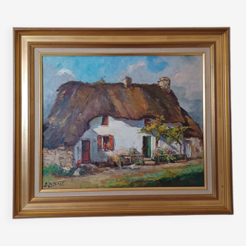 Oil painting on canvas "thatched cottage"