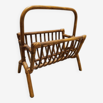 Vintage wicker rattan magazine rack