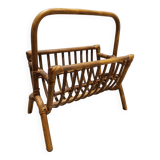 Vintage wicker rattan magazine rack
