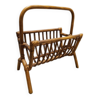 Vintage wicker rattan magazine rack