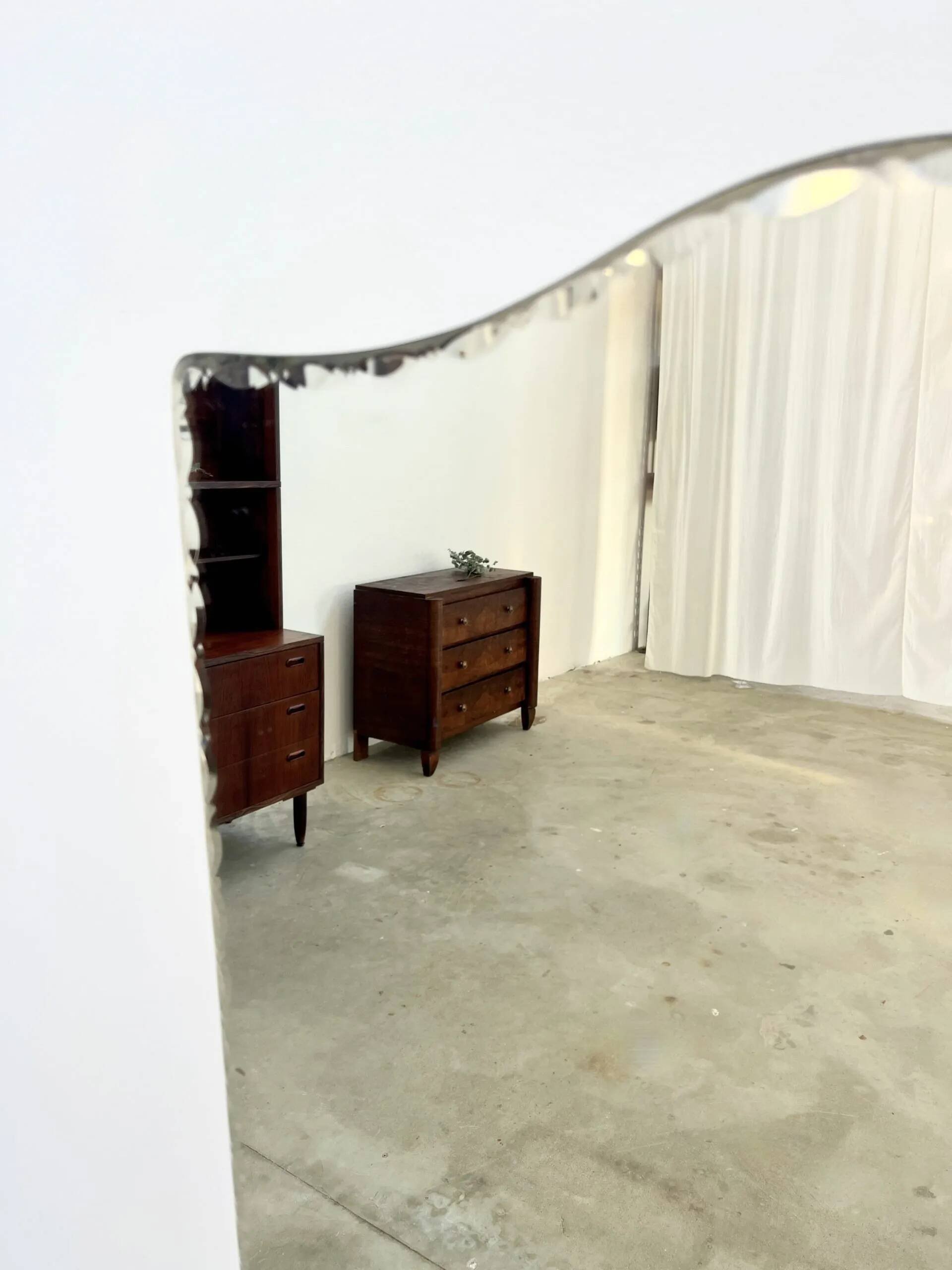 Beveled moustache mirror, 140 cm high