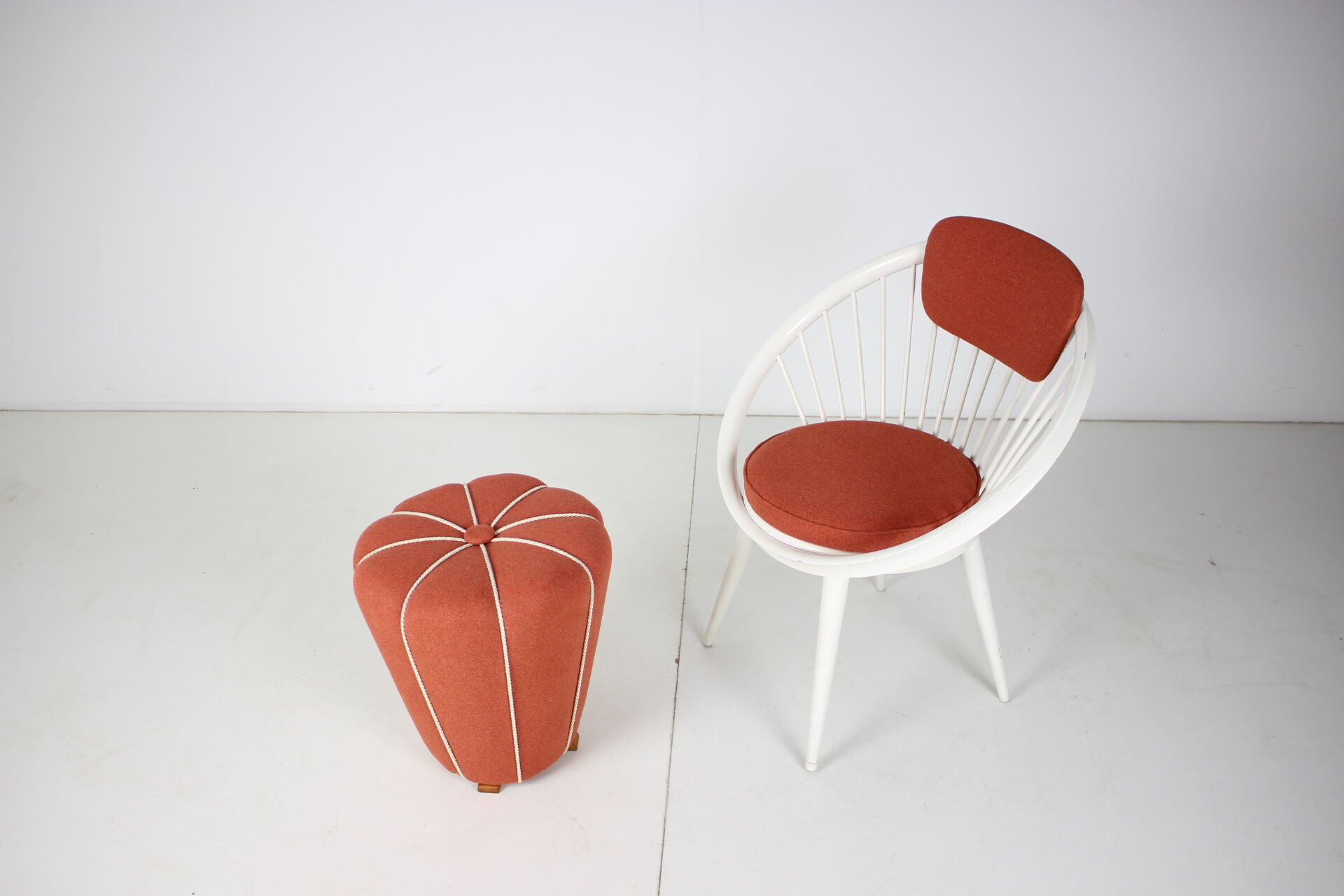 Set of lounge chair with tabouret, 1950's, 1970's
