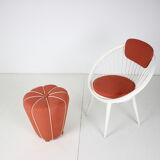 Chaise avec pouf années 1950