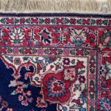 Tapis Kerman Antique – Laine Bleue Vive & Rouge – 117 x 218 cm