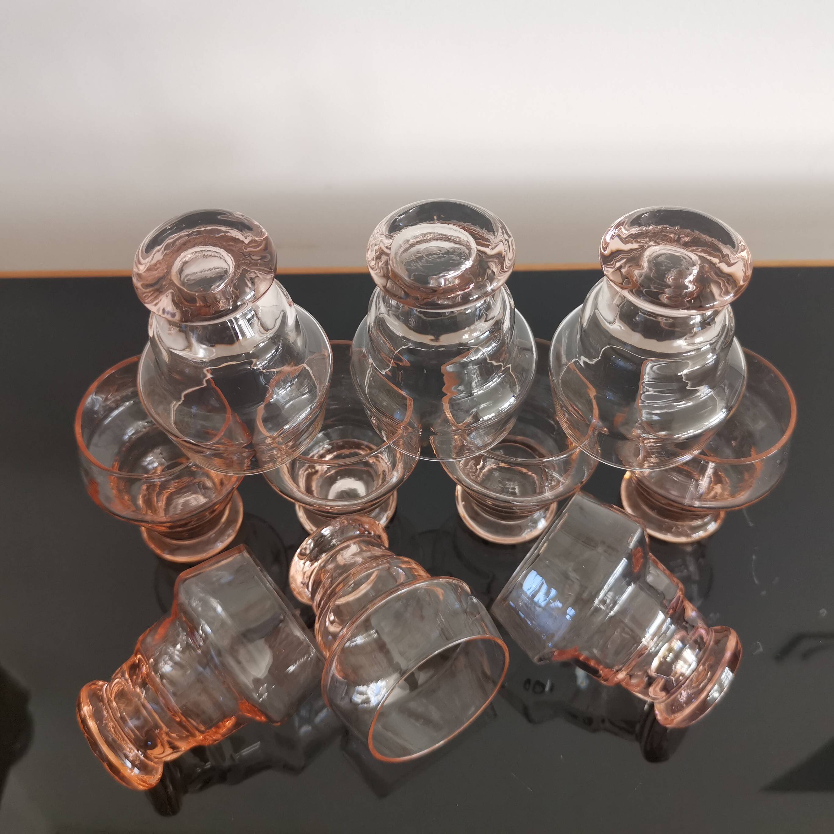 Set of 10 vintage pink glasses