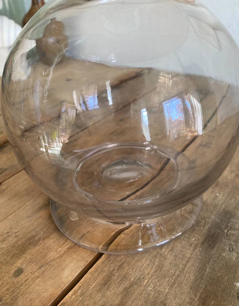 Glass lamp, brass, 2 M fabric cable, 50s lampshade