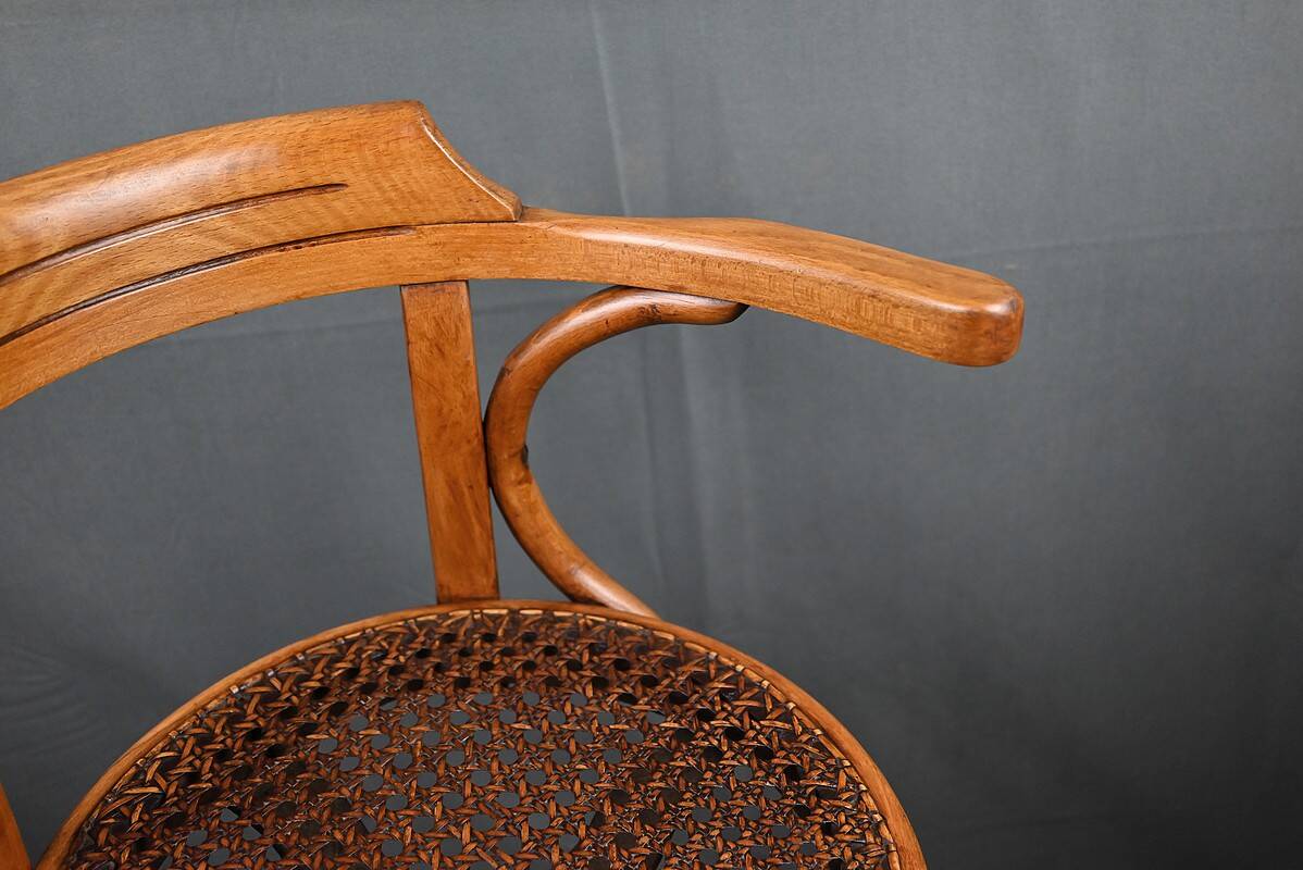 Swivel Chair for Children in Stained Beech, Thonet Style – Early 20th Century