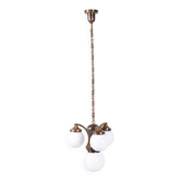 Lustre Art Déco en laiton et verre opalin, tchèque, années 1920