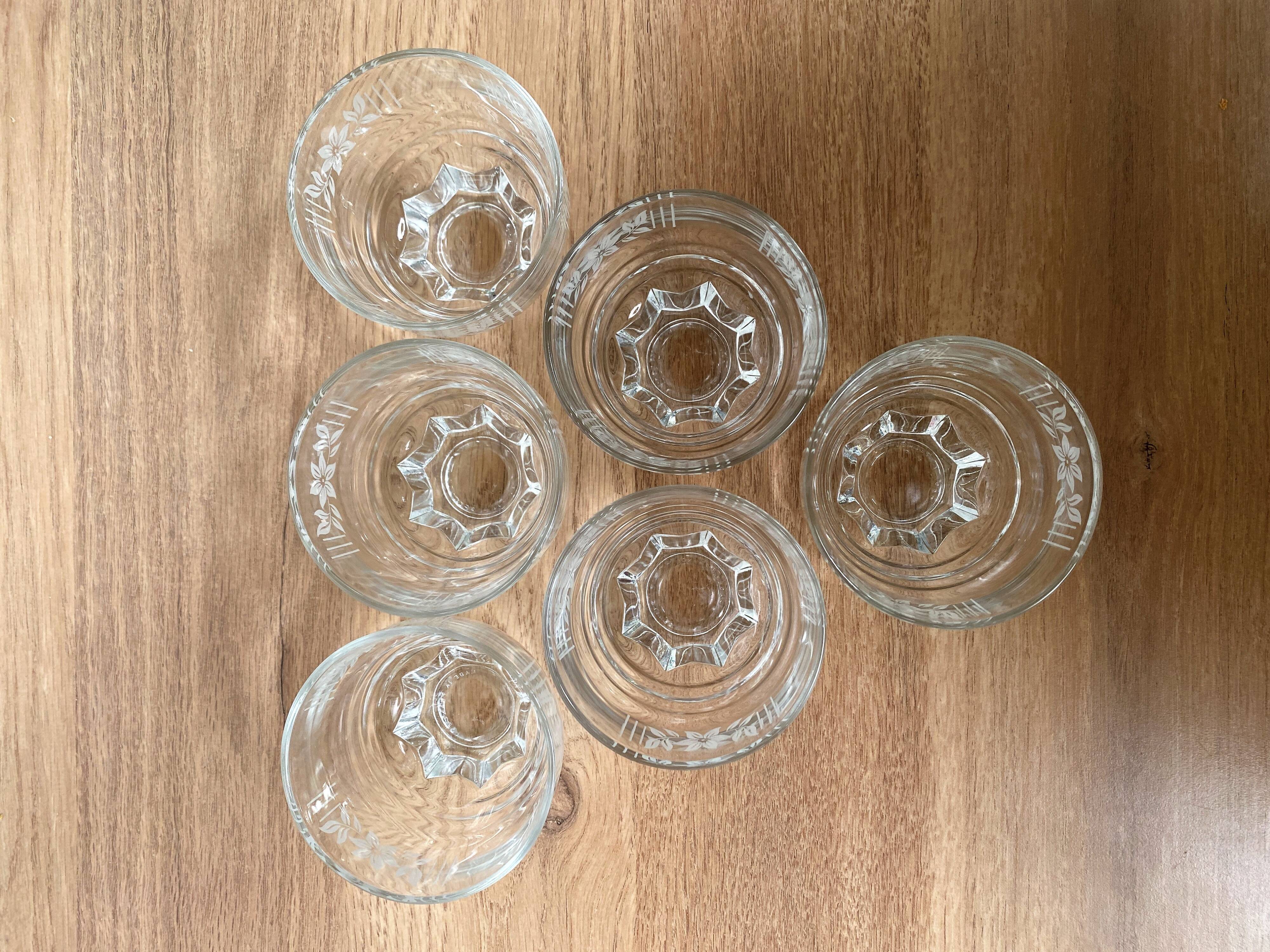 6 verres à eau vintage sérigraphiés