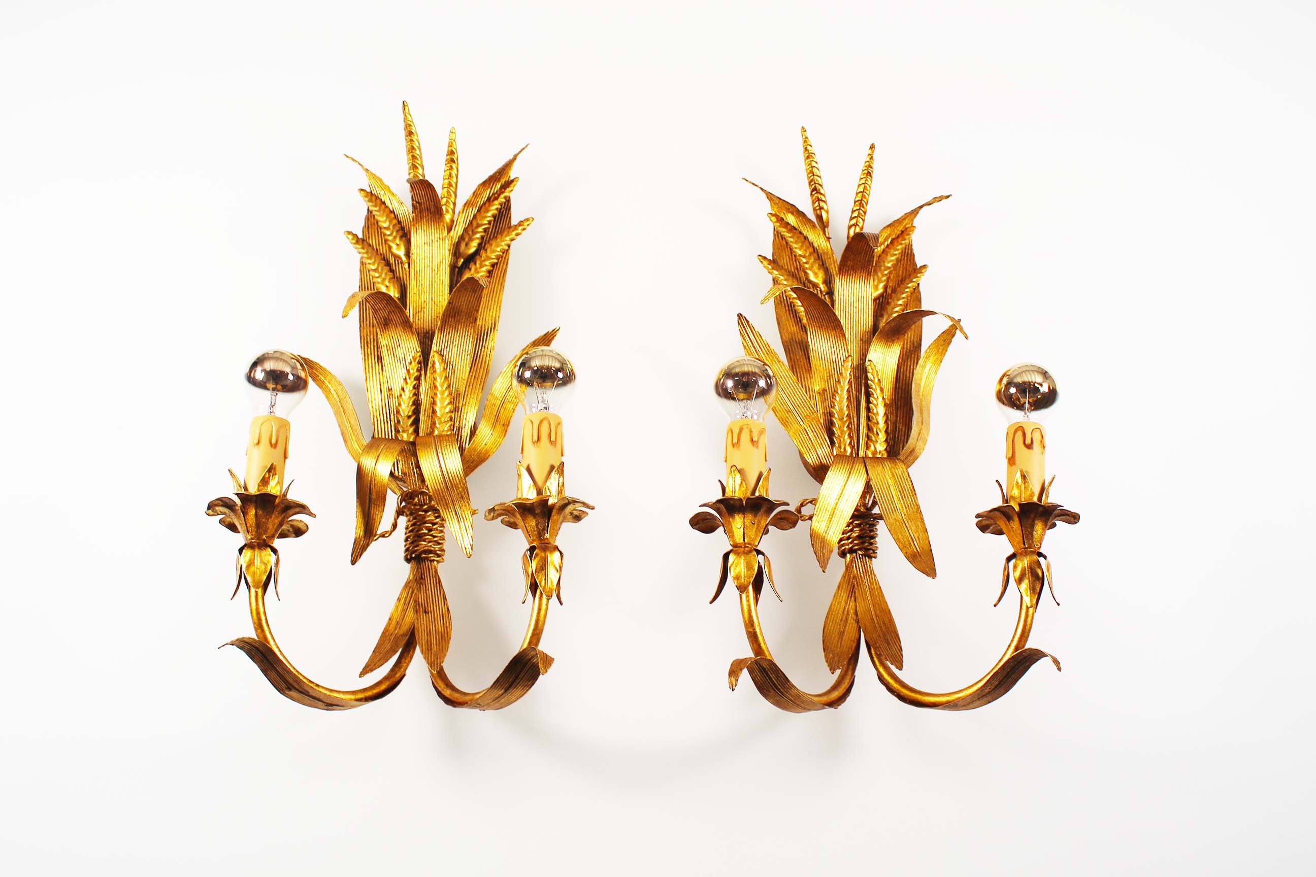 Large pair of Gilded Florentine Sconces by Hans Kögl