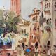 Watercolor painting "canals of Venice" Italy early XX° by W. Scotty