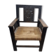 Pair of carved solid wood armchair and vintage rope 1950