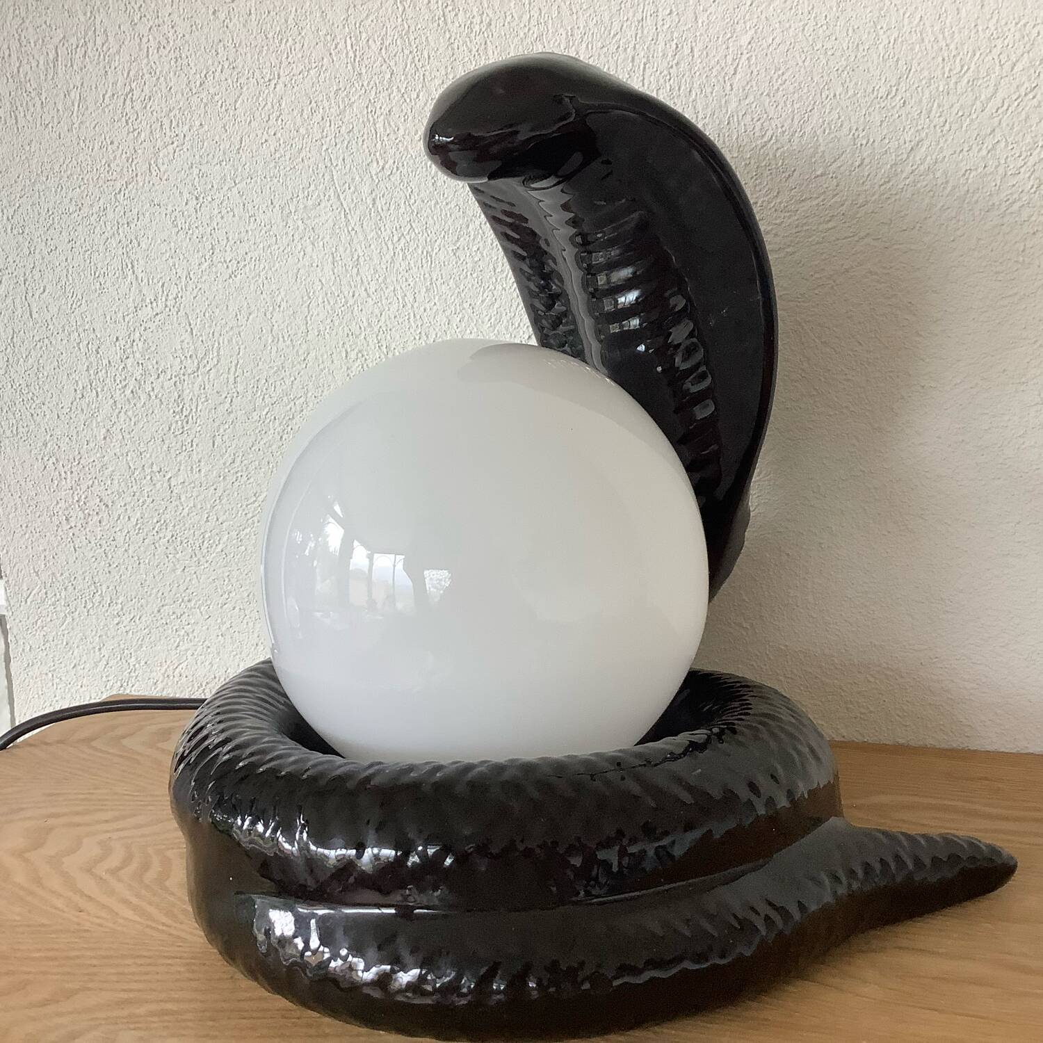 1970 cobra black ceramic lamp