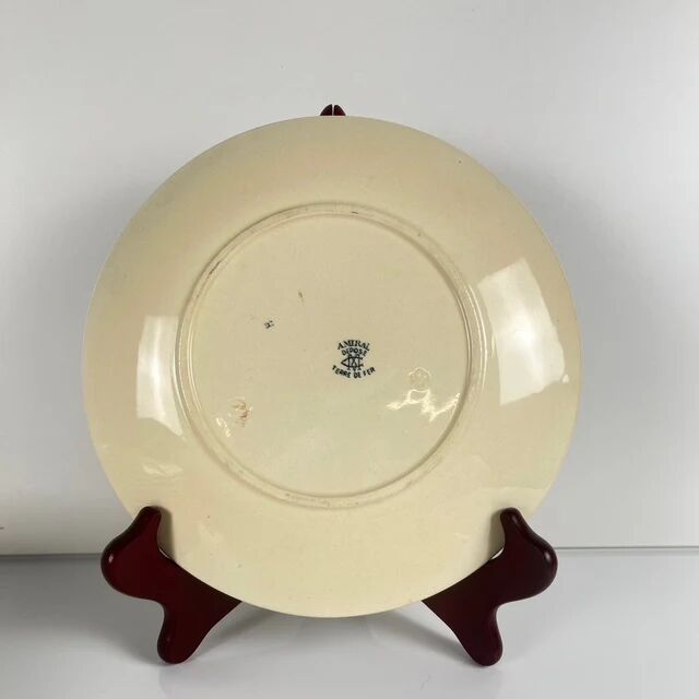 Set of 8 dessert plates in ironstone "Amiral", Creil & Montereau, green-blue, late 19th century.