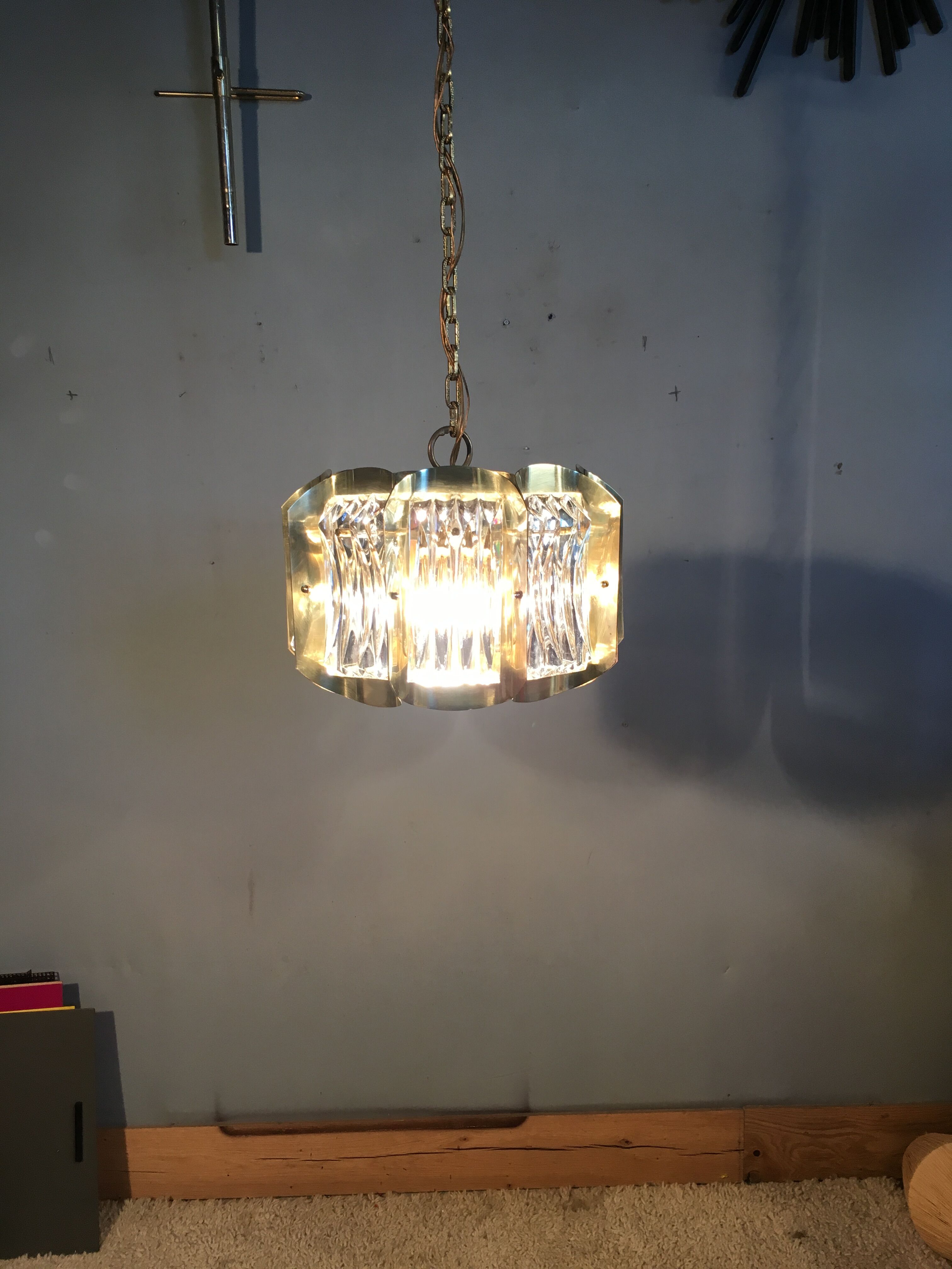 Art deco brass chandelier