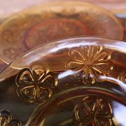 6 vintage floral amber glass dessert plates Vereco from the 70s.