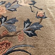 Luxurious Rug 100% SILK/China/Hand-Tied/Crane Motif/1950s