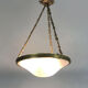 Art nouveau glass washbasin suspension, bronze structure with 3 lights