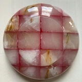 Ashtray with pink and white onyx checkerboard