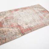 3x6 Rug For Laundry Room Red Beige Antique Vintage Rug, 110x193Cm SK 2797