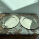 Pair of vintage, underplates, silver metal
