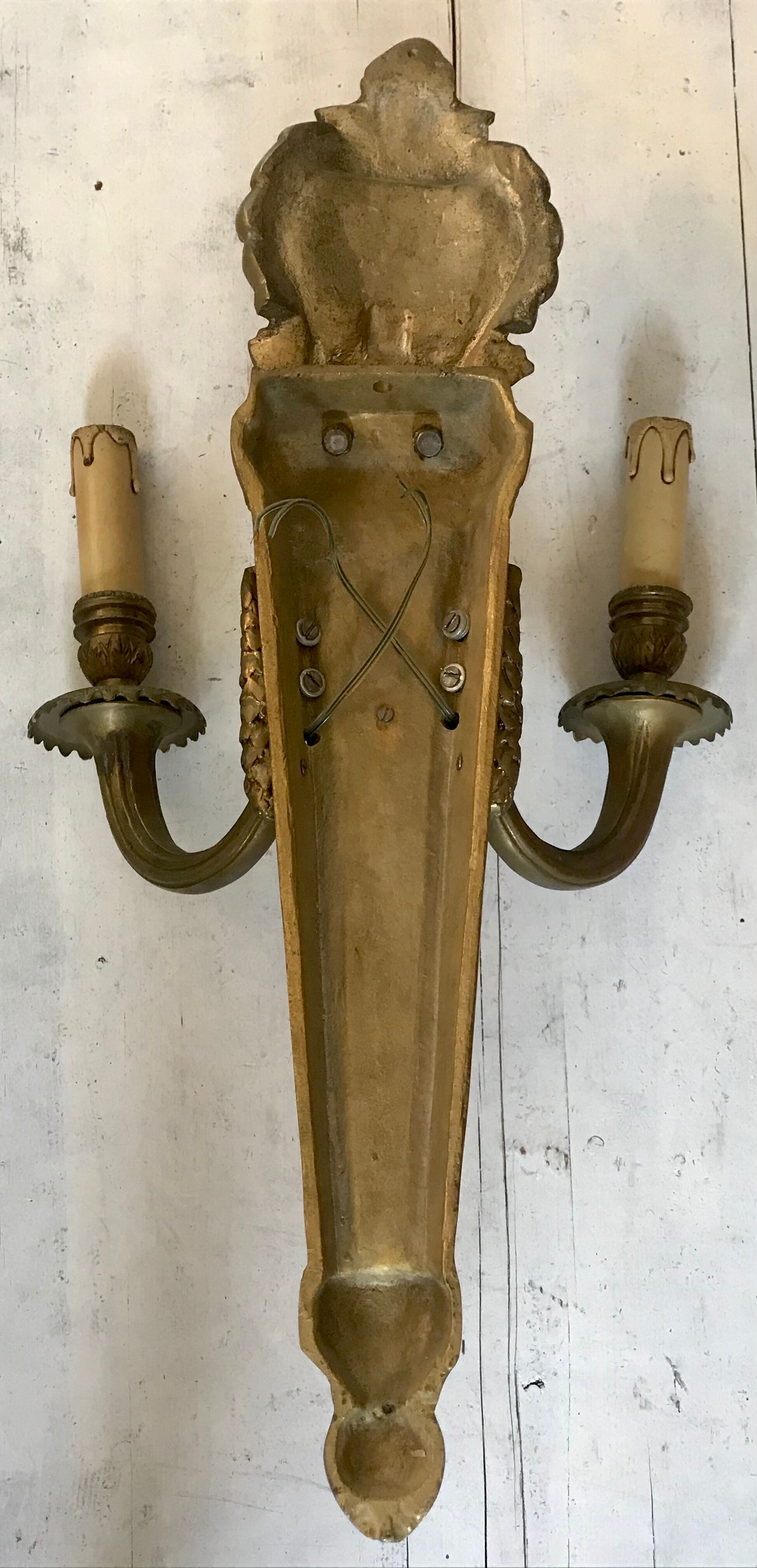 Pair of bronze castle appliques 55cm