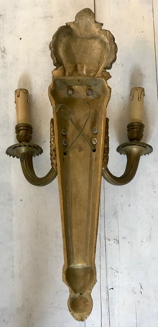 Paire d’appliques de château en bronze 55cm