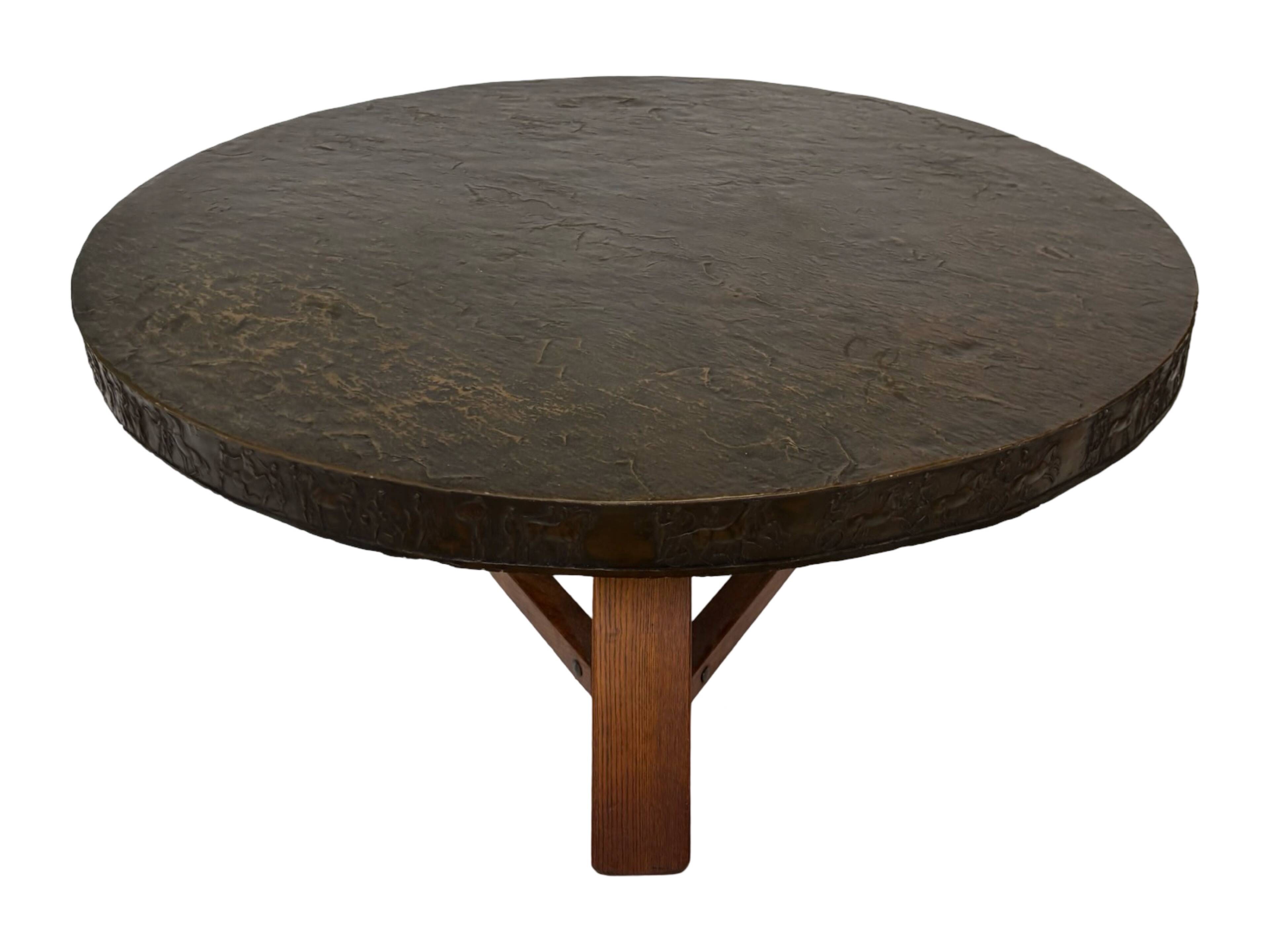 Table basse ronde brutaliste, années 60