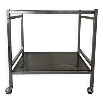 Smoked glass and stainless steel serving trolley