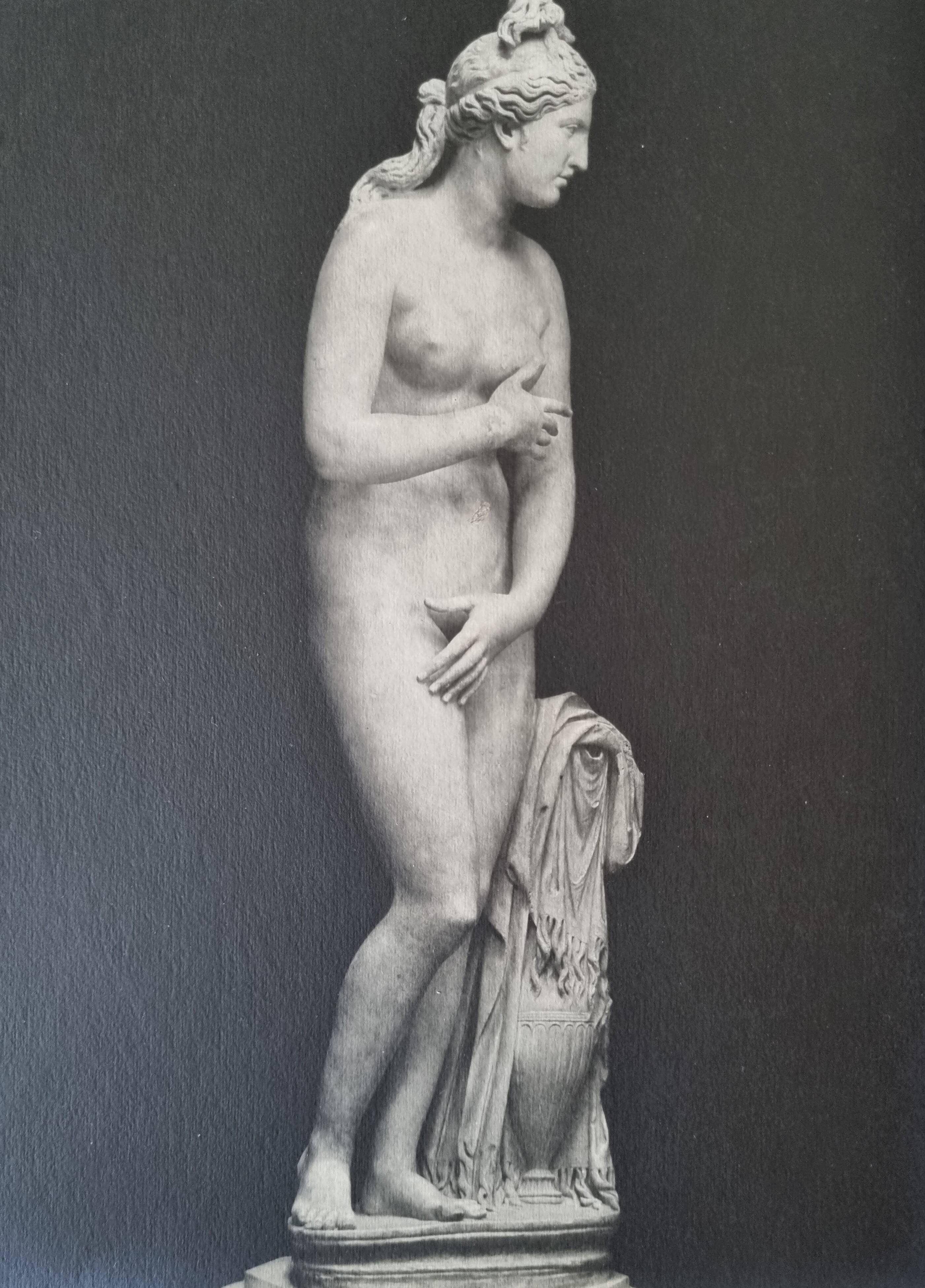 Old photograph of Venus in profile, Capitoline Museum, Rome, 1900, 26x39 cm.