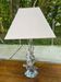 Vintage sculpted crystal lamp signed with lampshade.