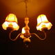 Lasuffed white metal suspension - 3 pink lampshades