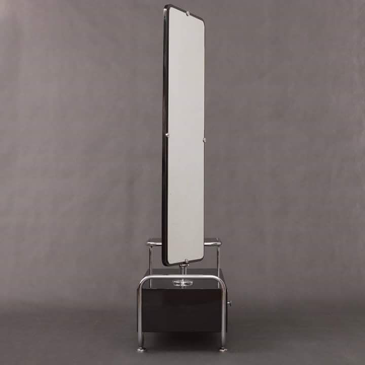 Bauhaus Beech Dressing Table and Mirror, Czech Modernism 1930s